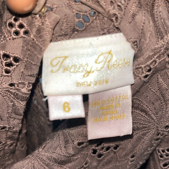 Tracy Reese Chocolate Cotton Eyelet Long Sleeve Blouse Sz 6 - Picture 8 of 8